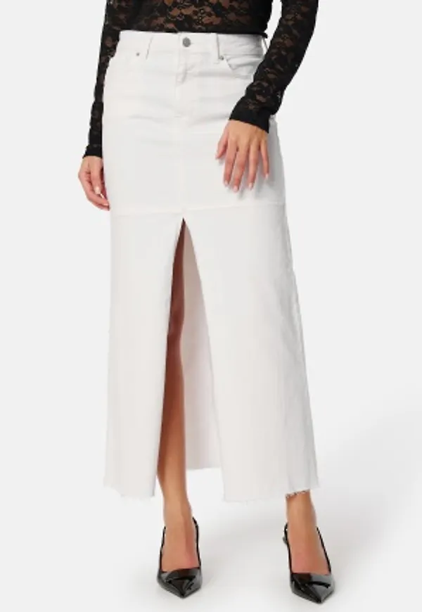 BUBBLEROOM Denim Slit Midi Skirt Offwhite 44