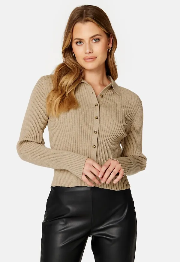 BUBBLEROOM Zadie knitted cardigan Beige melange XL