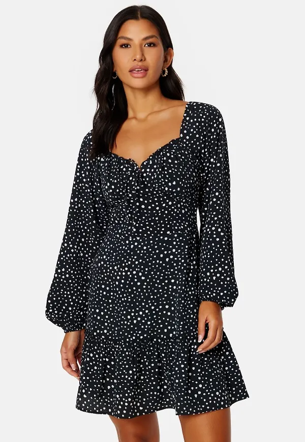 BUBBLEROOM Zandria ls dress Black / Patterned 34