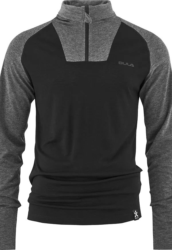 Bula Men's Retro Merino Wool Halfzip Sweater Black