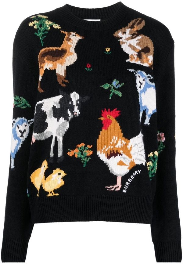 Burberry animal intarsia-knit jumper - Svart