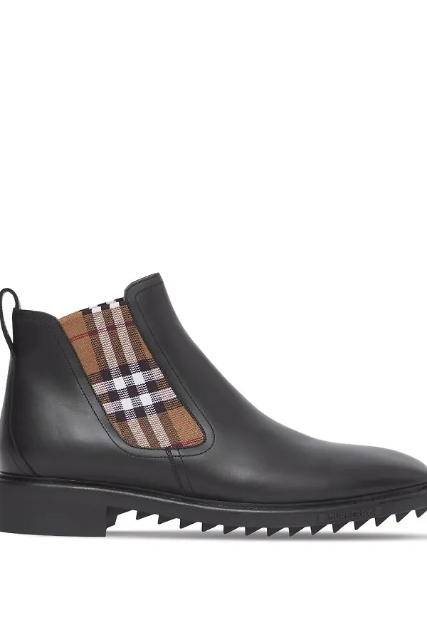 Burberry ankelboots med rutig panel - Svart