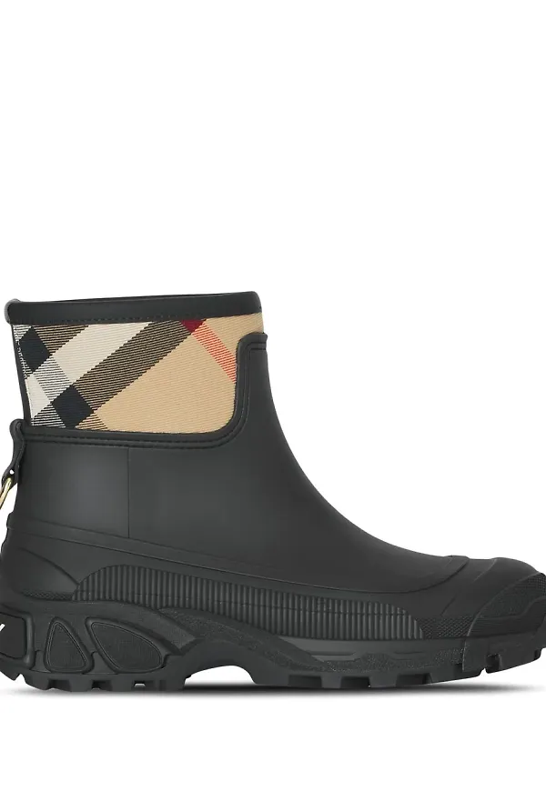 Burberry ankelboots med rutig panel - Svart