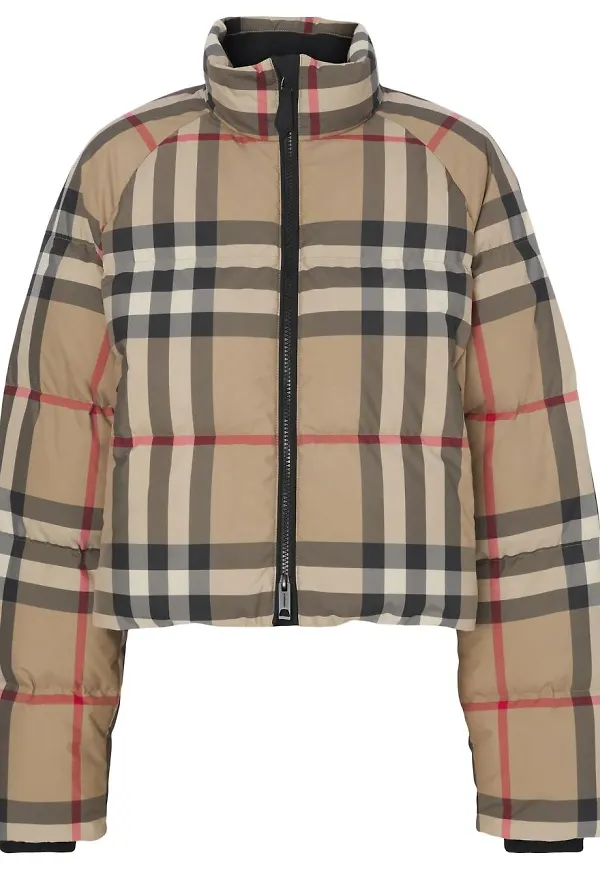 Burberry beskuren vintagerutig puffjacka - Brun