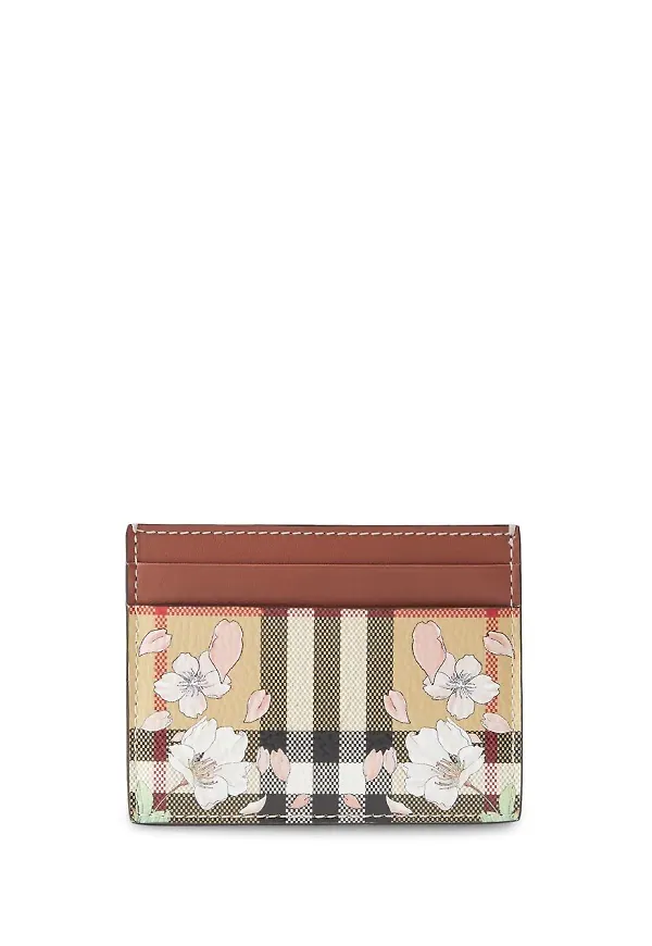 Burberry blommig rutig läderplånbok - Neutral