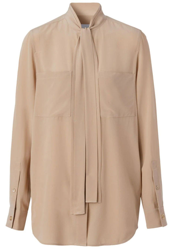 Burberry blus med knytkrage - Neutral