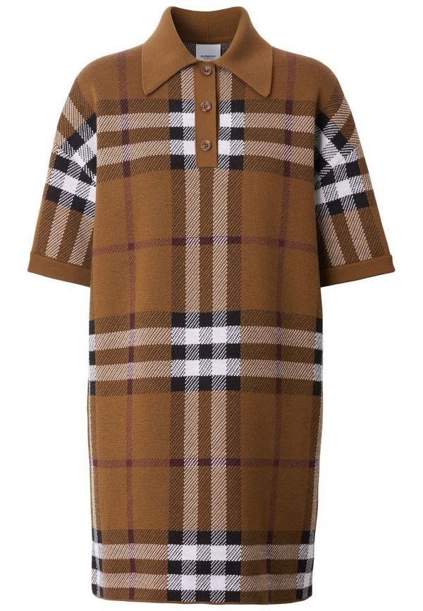 Burberry check-jacquard polo shirt dress - Brun