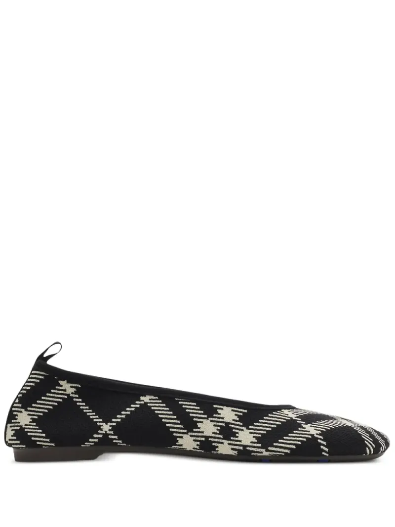 Burberry Check stickade ballerinaskor - Svart