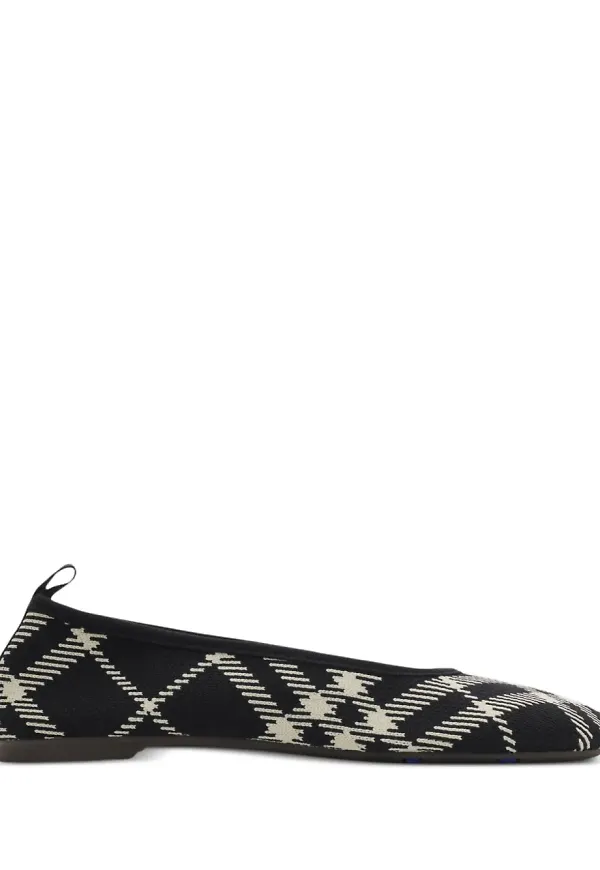 Burberry Check stickade ballerinaskor - Svart