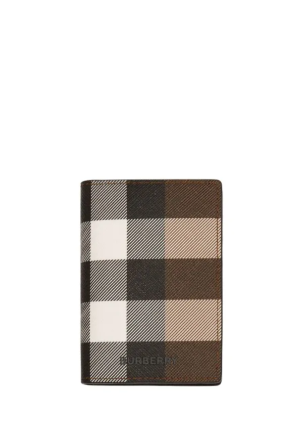 Burberry checked folding card case - Brun