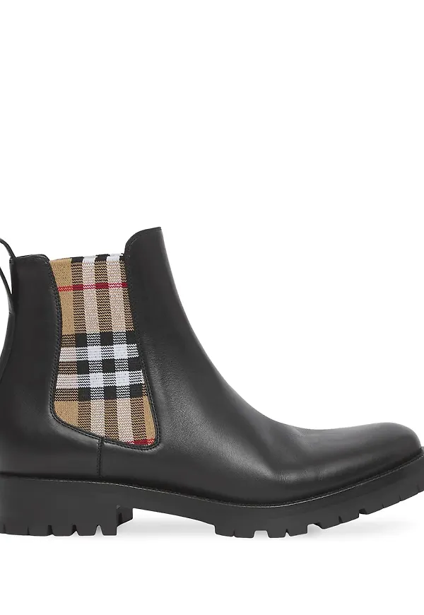 Burberry Chelsea-boots med rutig panel - Svart