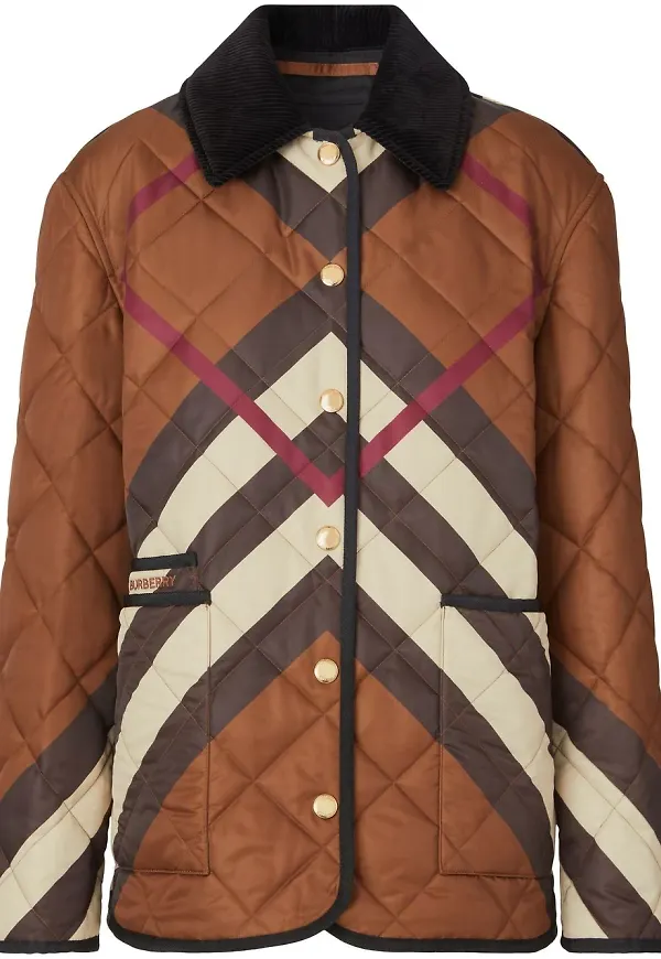 Burberry chevronmönstrad quiltad jacka - Brun