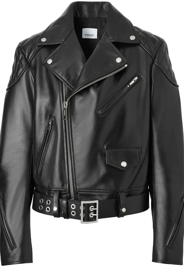 Burberry diamantquiltad bikerjacka - Svart
