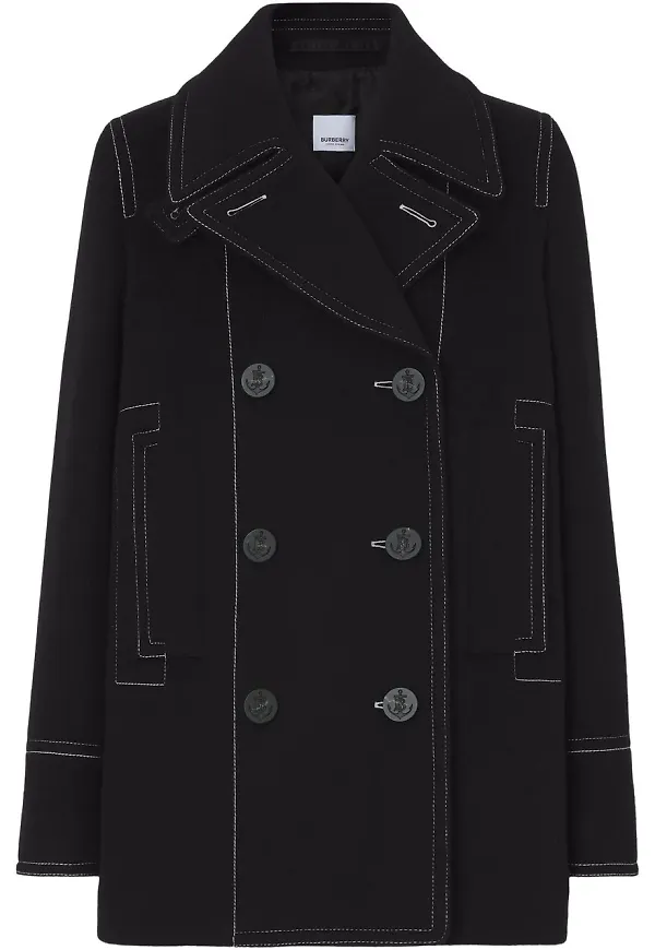 Burberry dubbelknäppt skepparkavaj med stygndetalj - Svart
