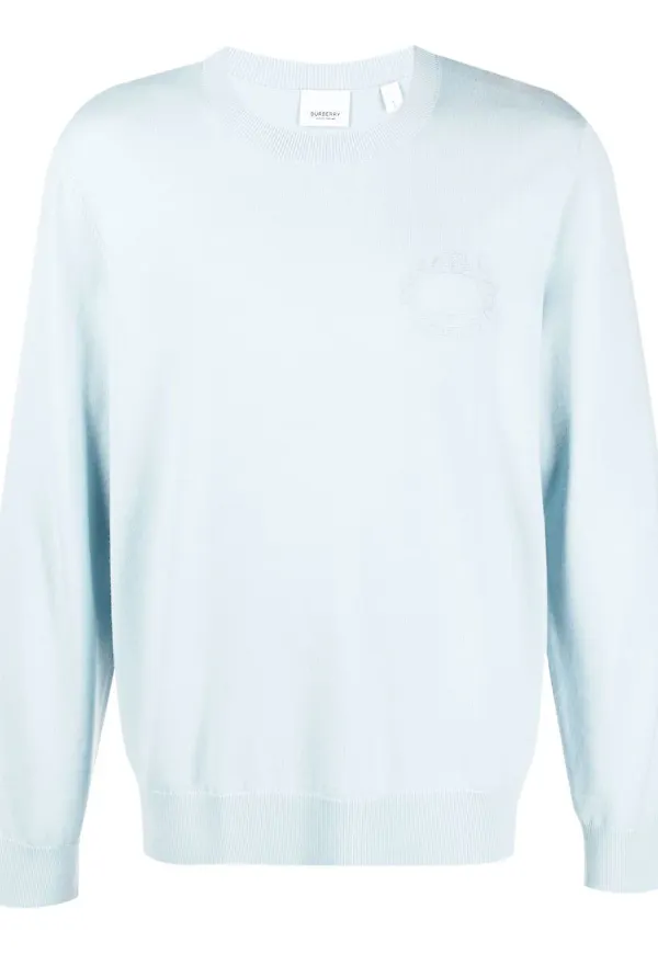 Burberry embroidered logo wool jumper - Blå