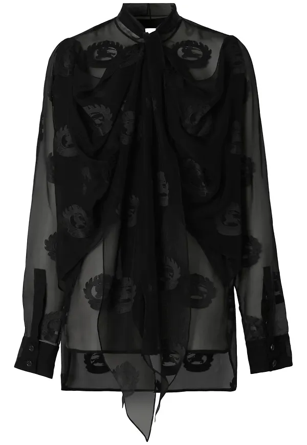 Burberry Equestrian Night chiffongblus - Svart