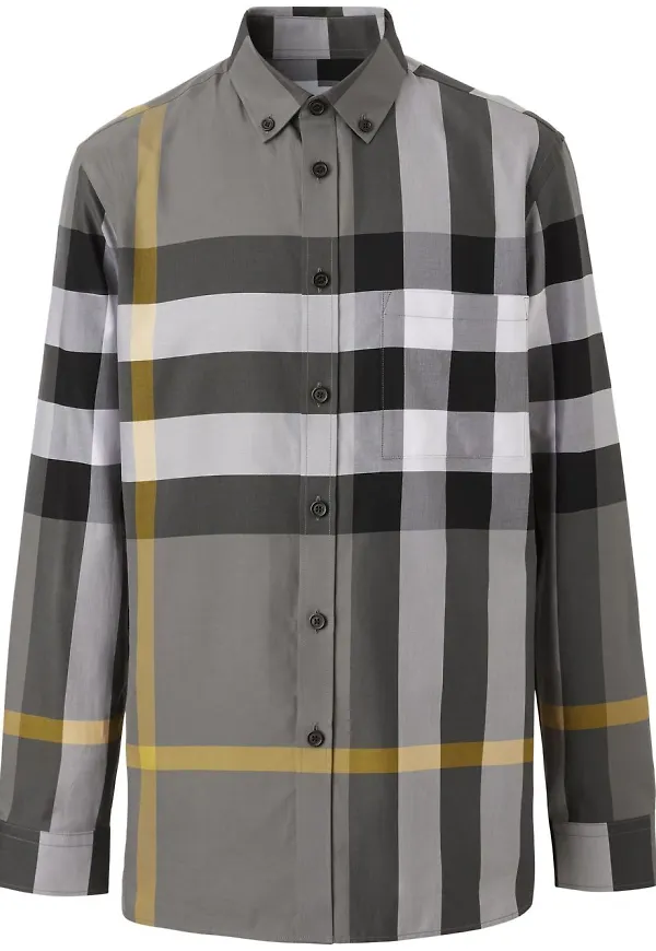 Burberry Exaggerated rutig bomullsskjorta - Grå