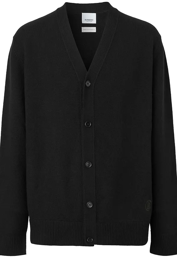 Burberry finstickad v-ringad kofta - Svart