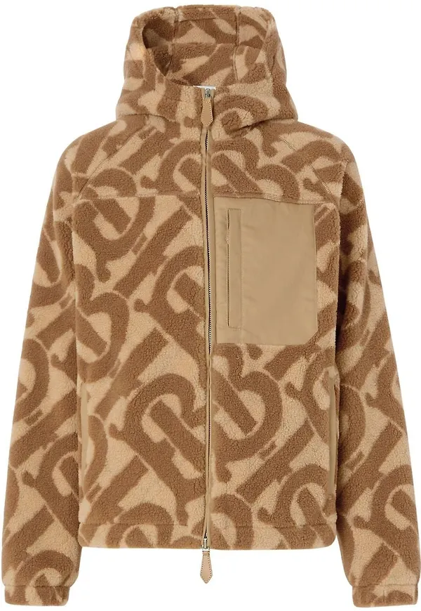 Burberry fleecehuvtröja med monogram - Brun