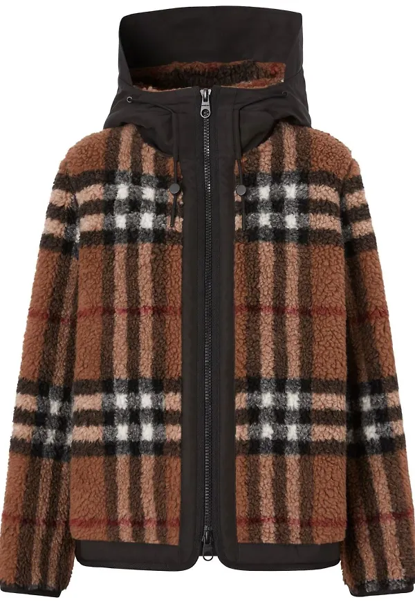 Burberry fleecejacka med huva - Brun