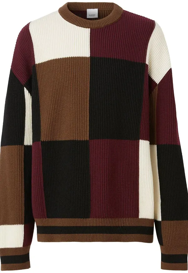 Burberry grov tröja med färgblock - Brun