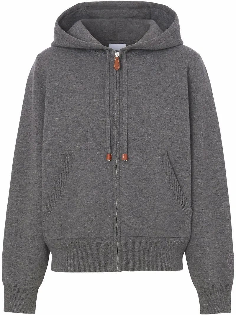 Burberry hoodie i kashmir och bomull med dragkedja - Grå