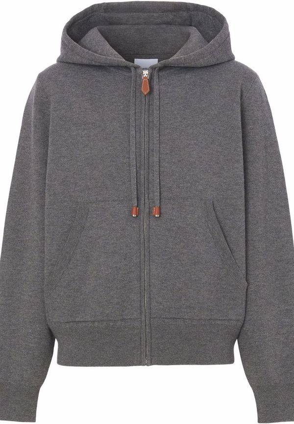 Burberry hoodie i kashmir och bomull med dragkedja - Grå