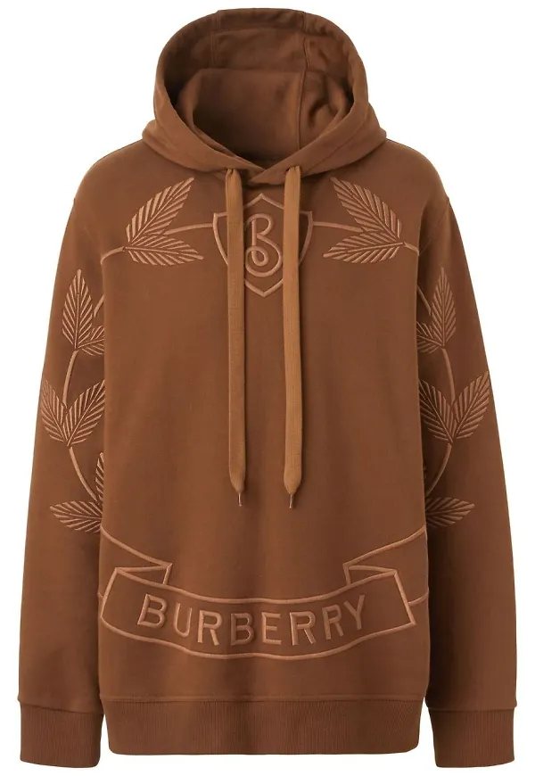 Burberry hoodie med broderat vapen - Brun