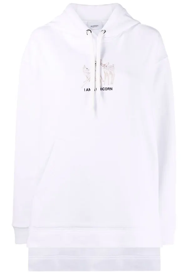 Burberry hoodie med brodyr - Vit