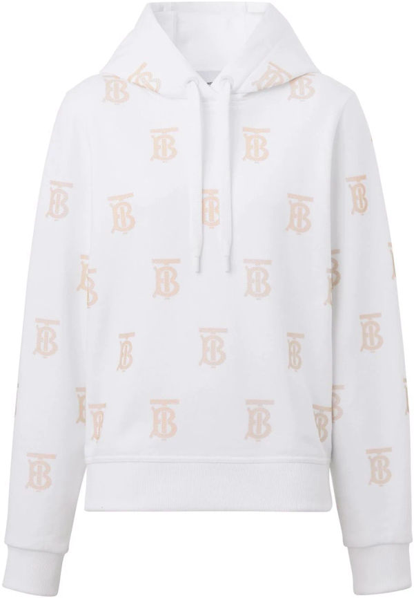 Burberry hoodie med dragsko och tryck - Vit