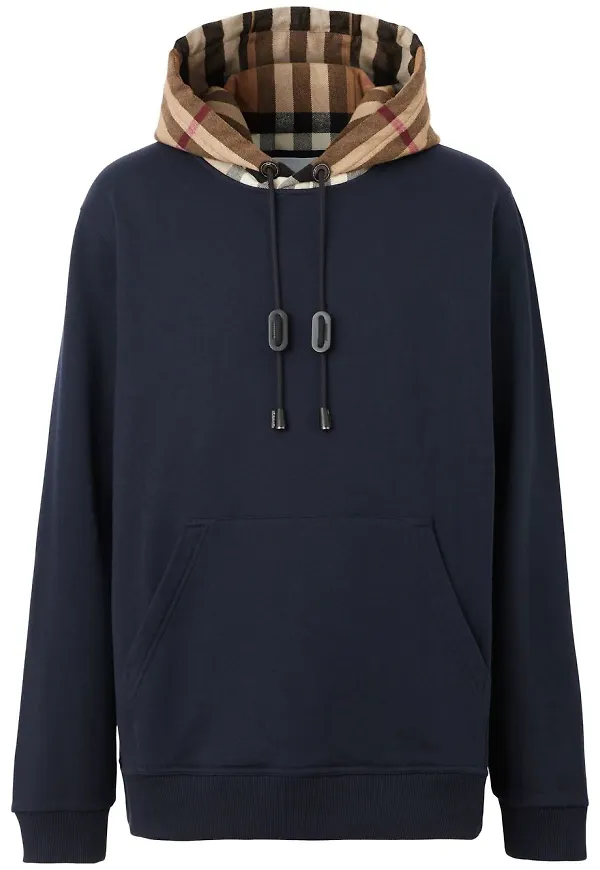 Burberry hoodie med rutig detalj - Blå