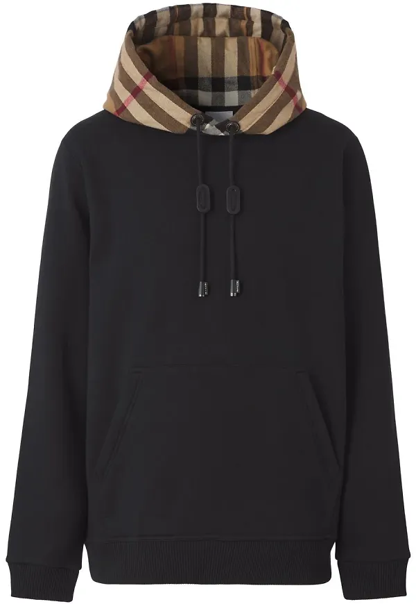 Burberry hoodie med rutig detalj - Svart