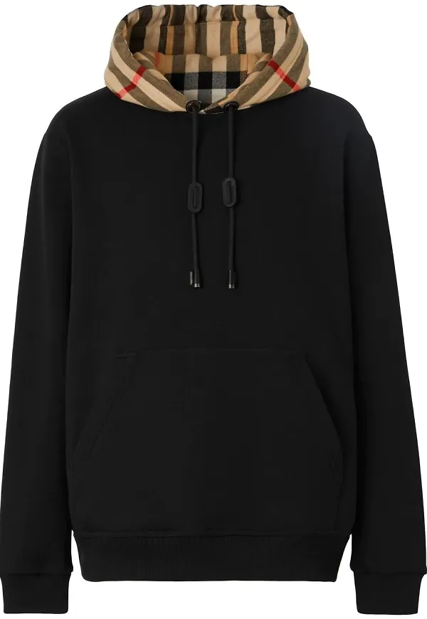 Burberry hoodie med rutig huva - Svart
