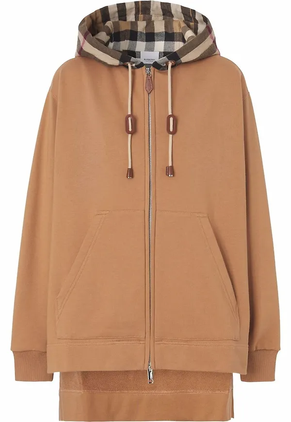 Burberry hoodie med rutig panel - Brun