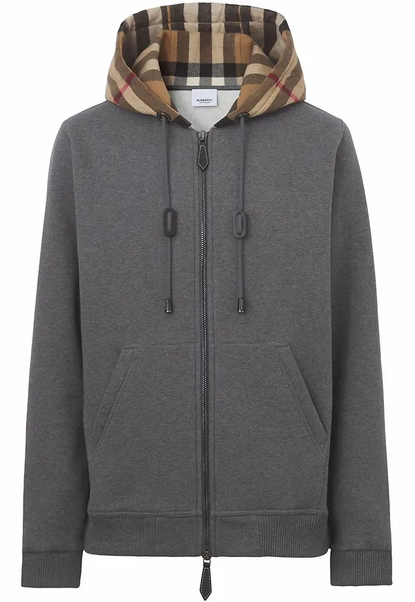 Burberry hoodie med rutig panel - Grå