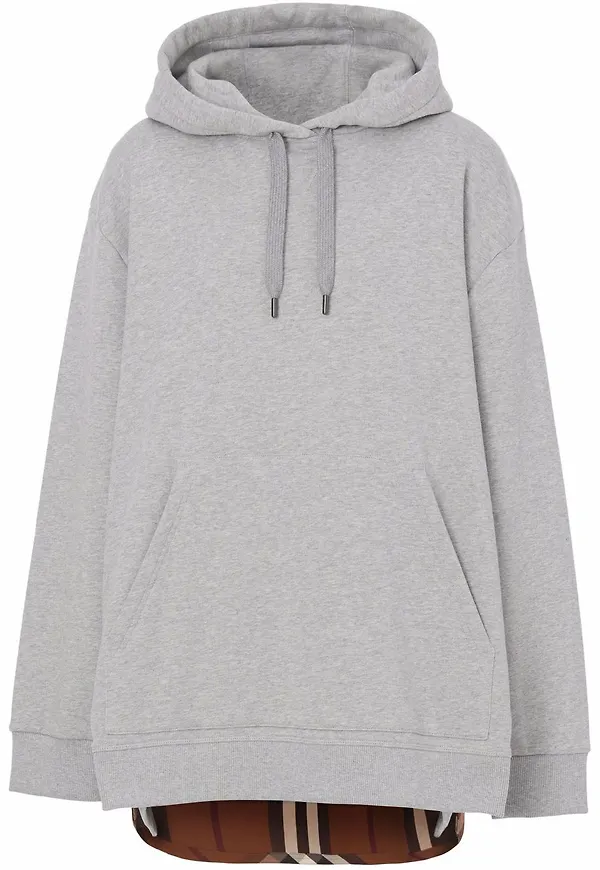 Burberry hoodie med rutig panel - Grå