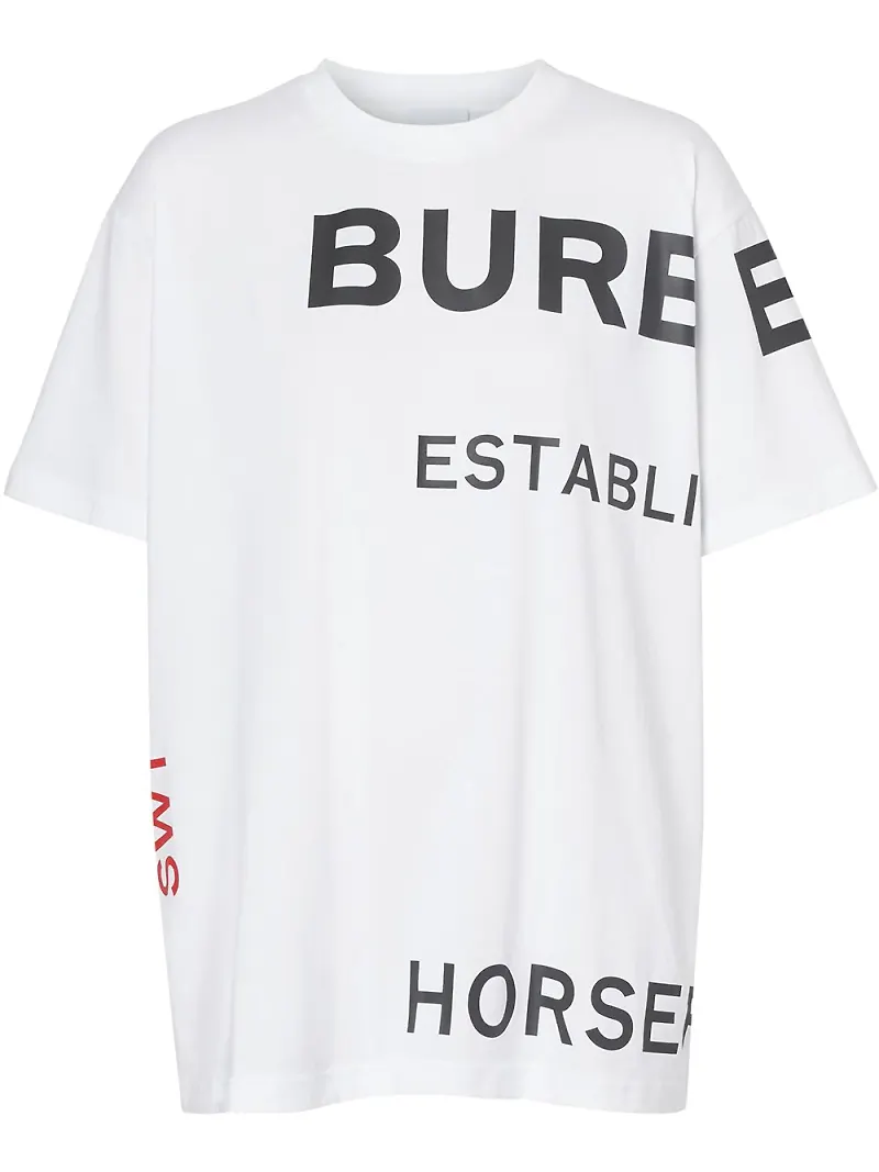 Burberry Horseferry t-shirt i oversize-modell med tryck - Vit