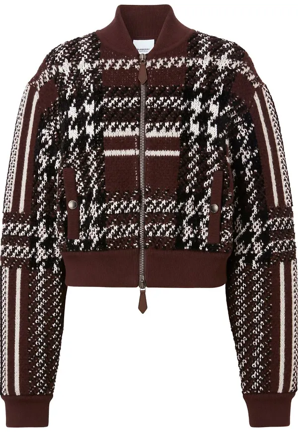 Burberry hundtandsmönstrad bomberjacka - Röd