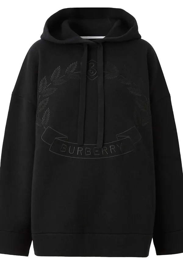 Burberry huvtröja med broderat eklöv - Svart