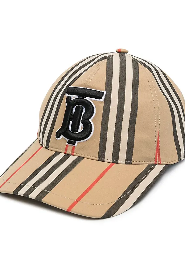 Burberry Icon randig basebollkeps - Brun