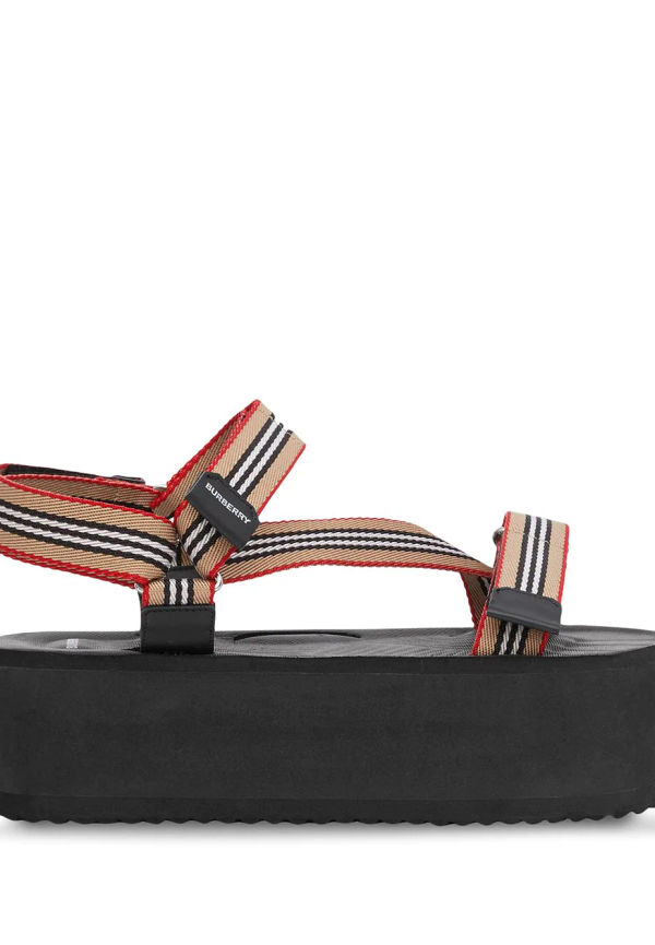 Burberry Icon Stripe platåsandaler - Svart