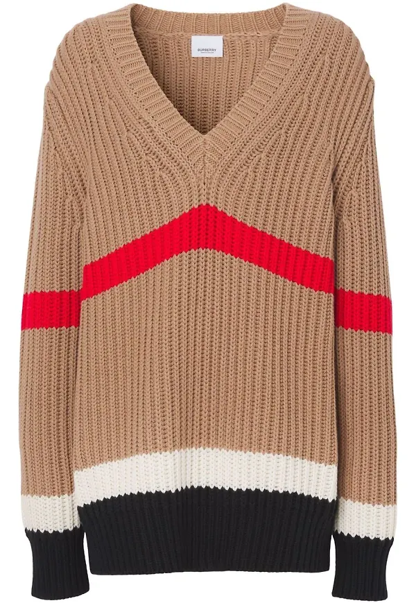 Burberry Icon Stripe stickad tröja - Brun