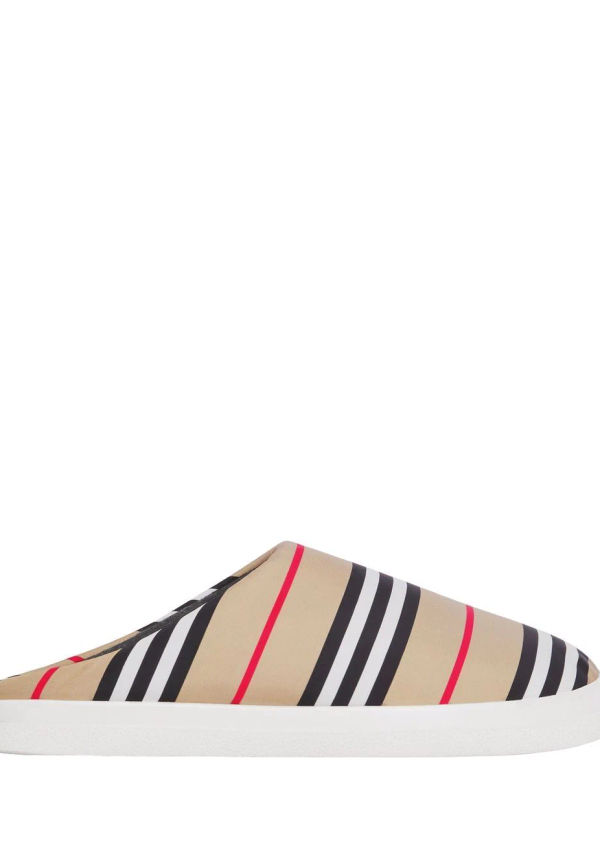 Burberry Icon Stripe tofflor utan häl - Neutral