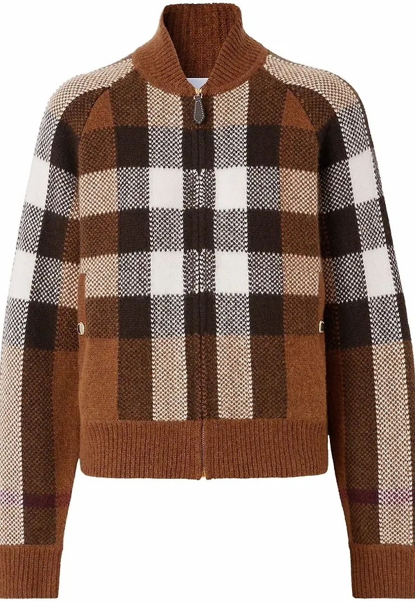 Burberry intarsiastickad bomberjacka - Brun