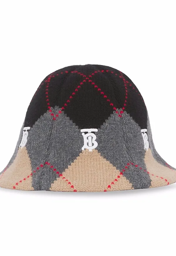 Burberry intarsiastickad fiskehatt - Grå