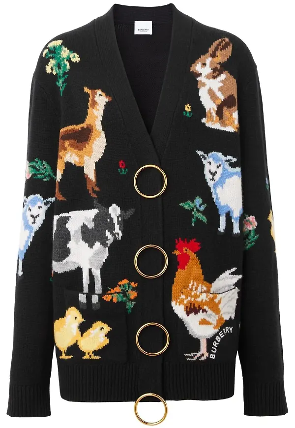 Burberry intarsiastickad kofta - Svart
