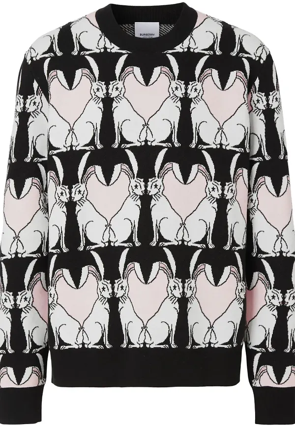 Burberry intarsiastickad tröja med kanin - Svart