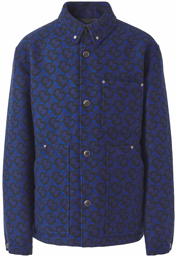 Burberry jacquardskjorta med monogram - Blå