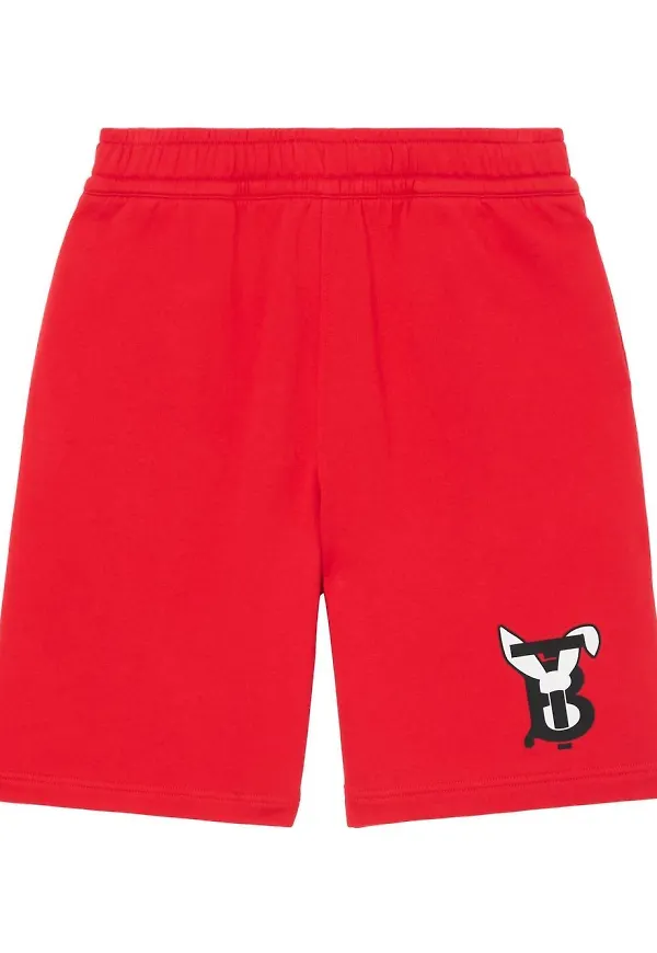 Burberry jerseyshorts med tryck - Röd