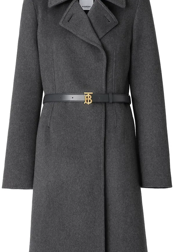 Burberry kashmirkappa med bälte - Grå